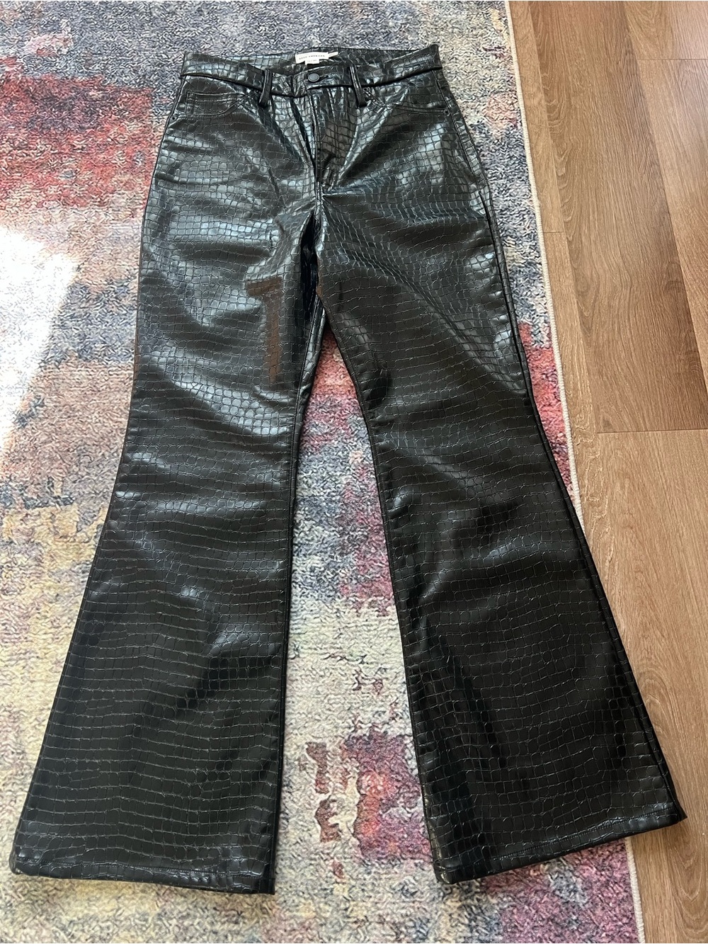 Women’s good American Black Faux Croc Flare Pants